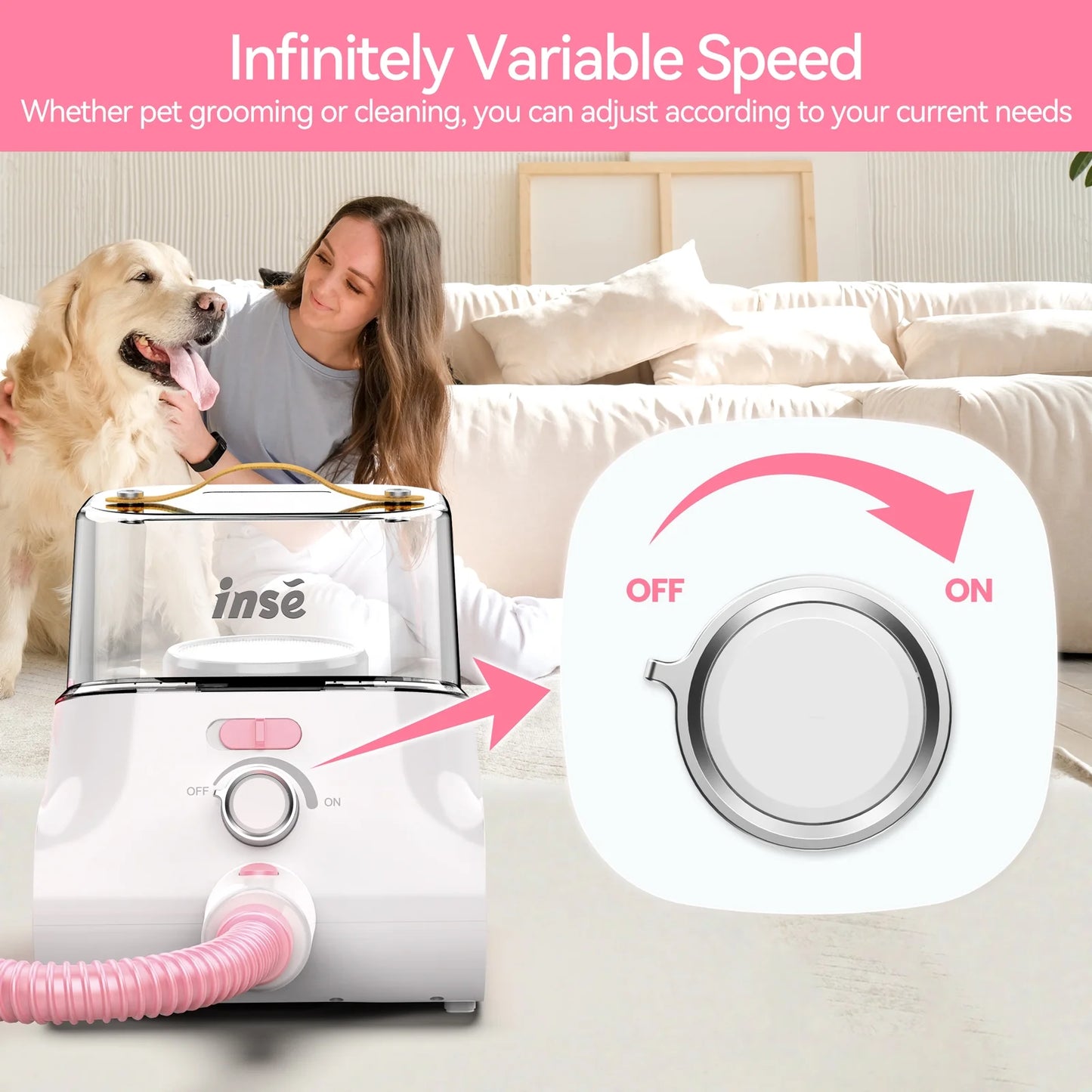 Grooming Vaccum, 4.5L Large Capacity Pet Grooming Kit & 5-In-1 Ultra-Low Noise Pet Grooming Vacu for Dog, Cat